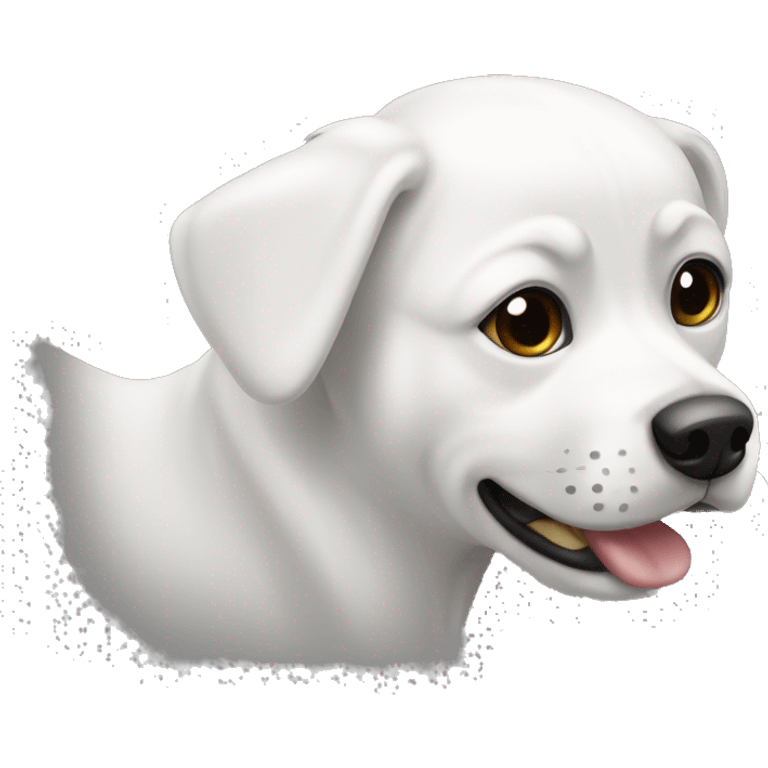 Perro blanco con negro con mucho pelo emoji