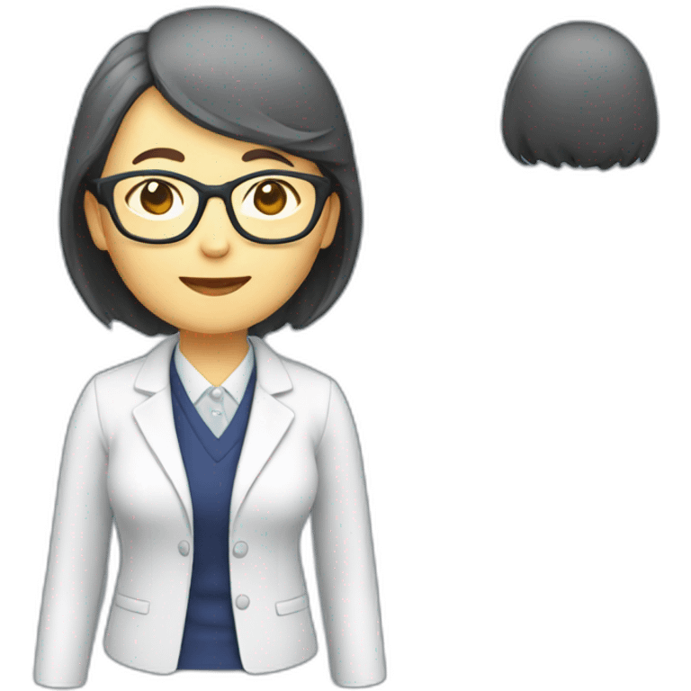 Chinese senior lady teacher wear glasses standing emoji