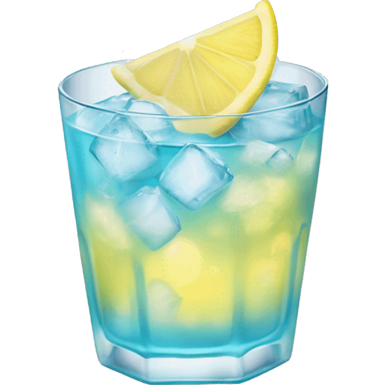 Ice blue cocktail with lemon  emoji