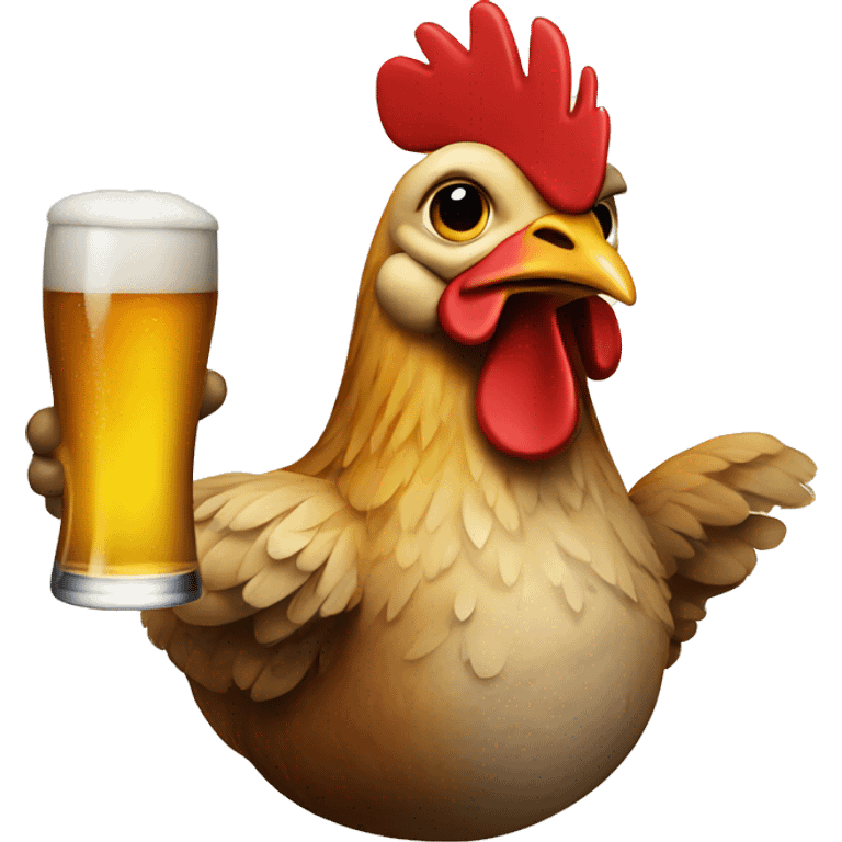 Chicken drinking beer emoji