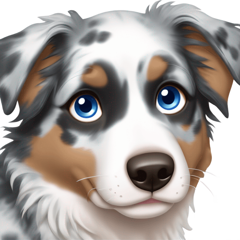 Blue Merle Australian shepherd puppy lying down with one blue eye and one brown eye   emoji