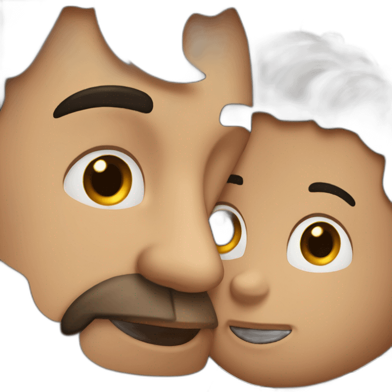 40 years old Dark hair man kissing a 30 years old brown hair man emoji