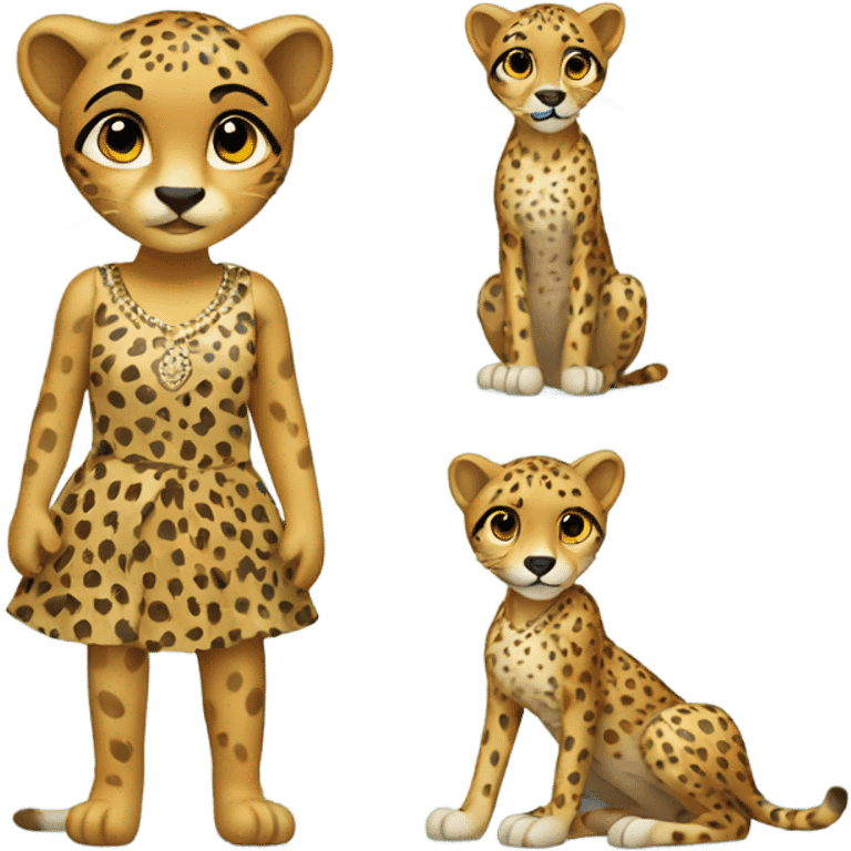 Cheetah with dress emoji