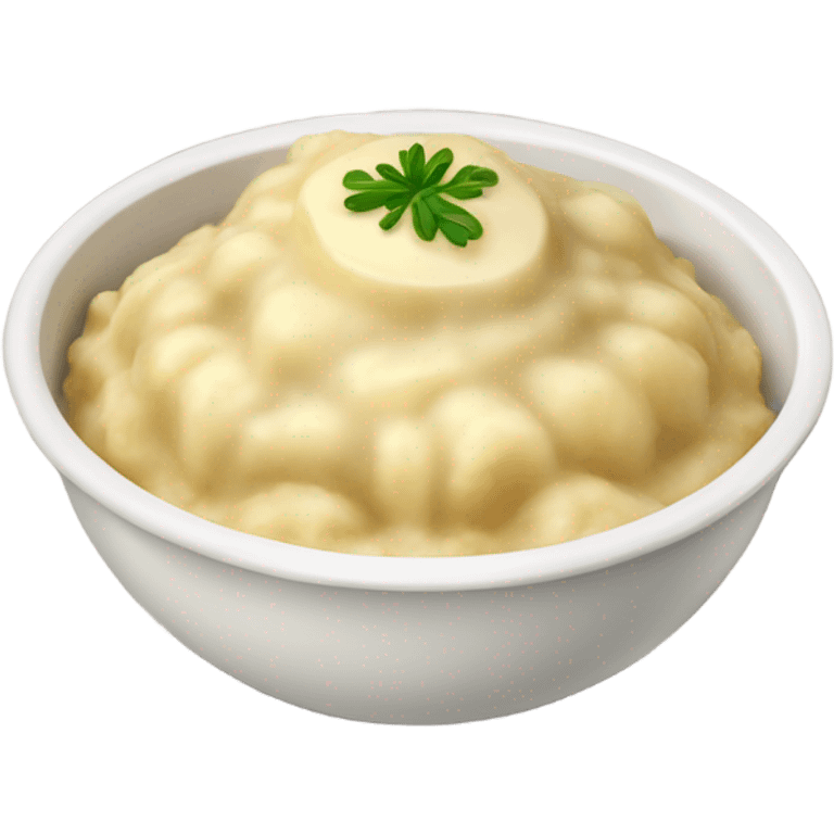 bowl of mashed potatoes topped with gravy emoji