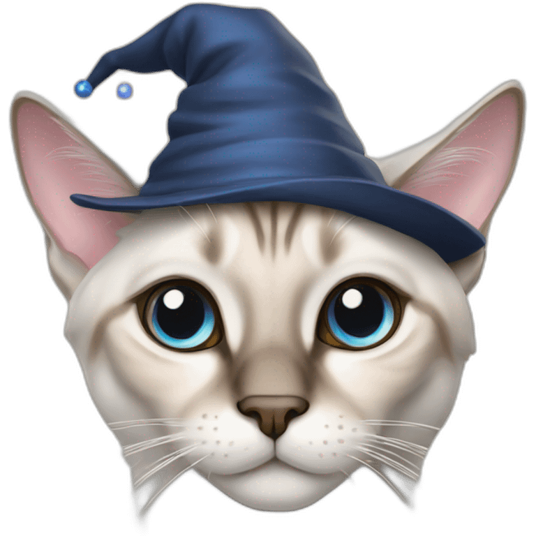 lynx point siamese cat wearing wizard hat emoji