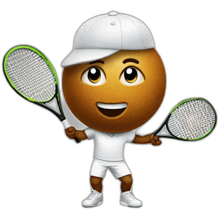 Poop emoji playing tennis emoji