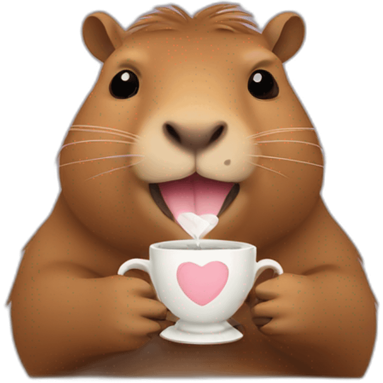 Capybara holding tea cup  emoji