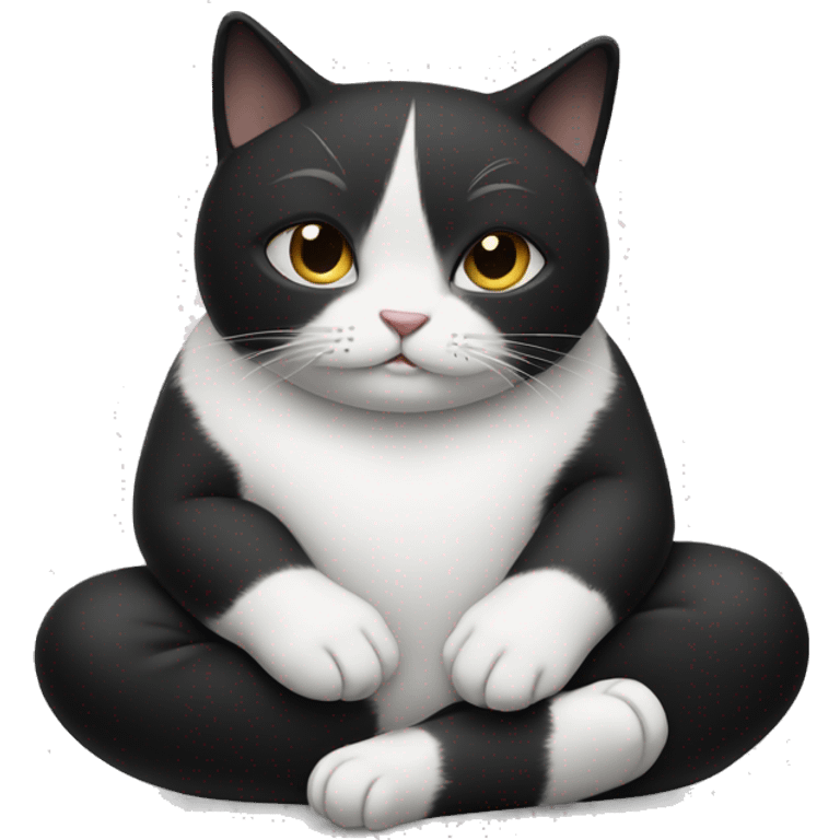 Meditating black and white cat emoji