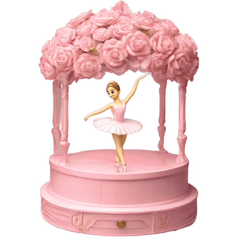 3d isometric soft pink ballerina music box flowers emoji