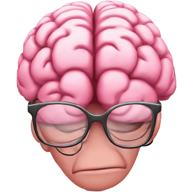 Pink brain with glasses reading a book emoji