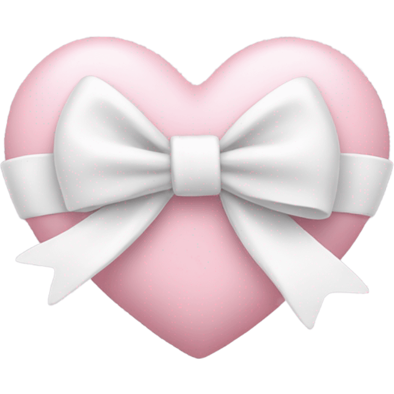 Pastel pink heart with white bow emoji