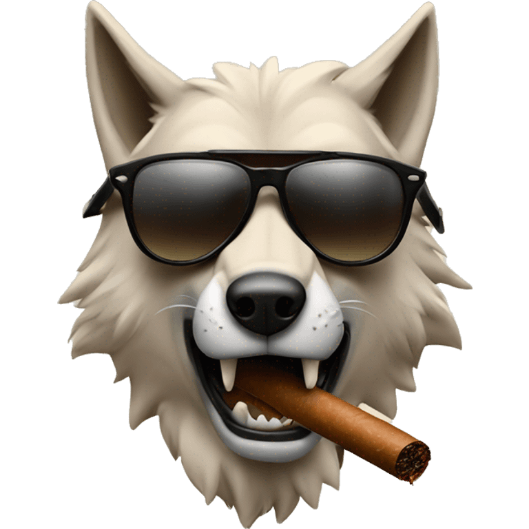 buff wolf with sunglasses and cigar in mouth emoji