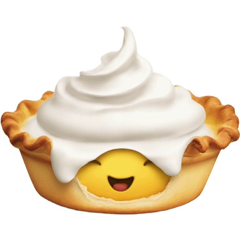 Meringue pie with smiling face and drool emoji