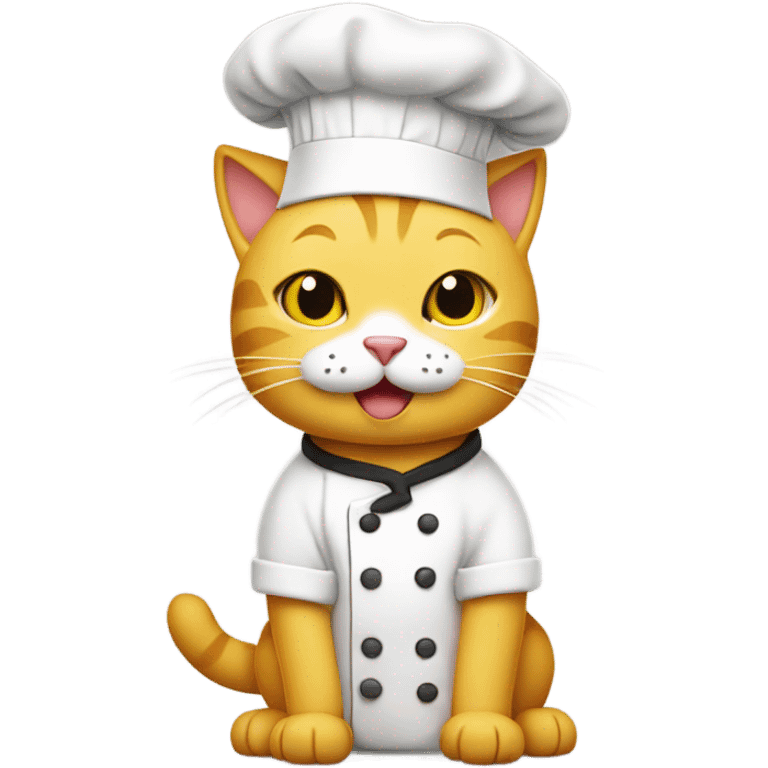 Yellow cat wearing a chef hat making biscuits emoji