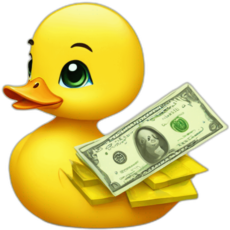 A baby duck with money emoji