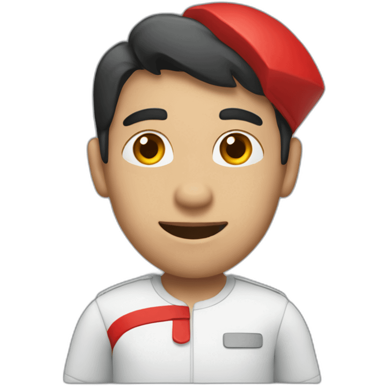 delivery man in black and red clothes emoji