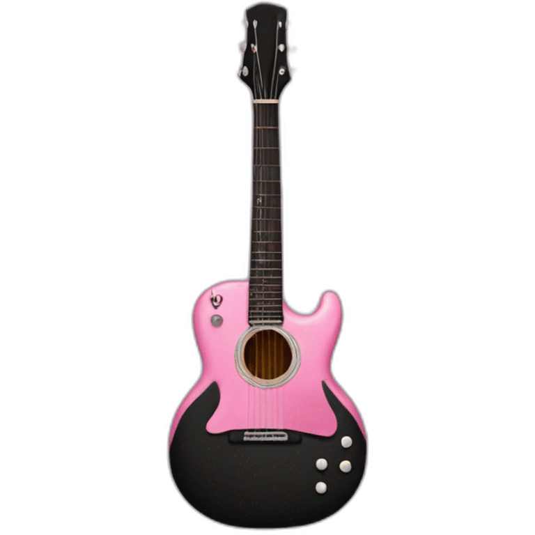 Black guitar with a thin coquette pink bow  emoji