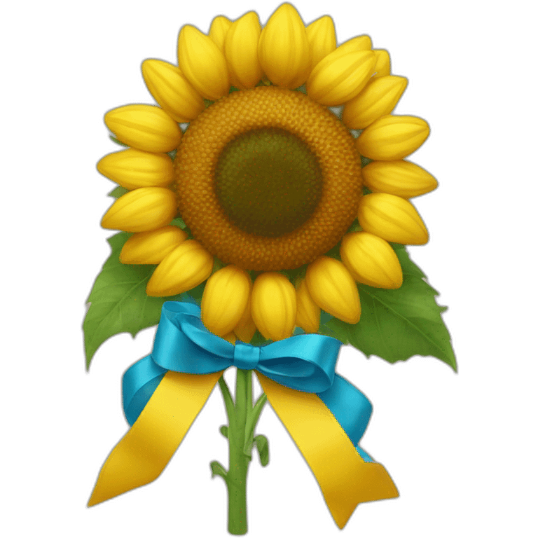 sunflower flowers tied with a yellow-blue ribbon emoji