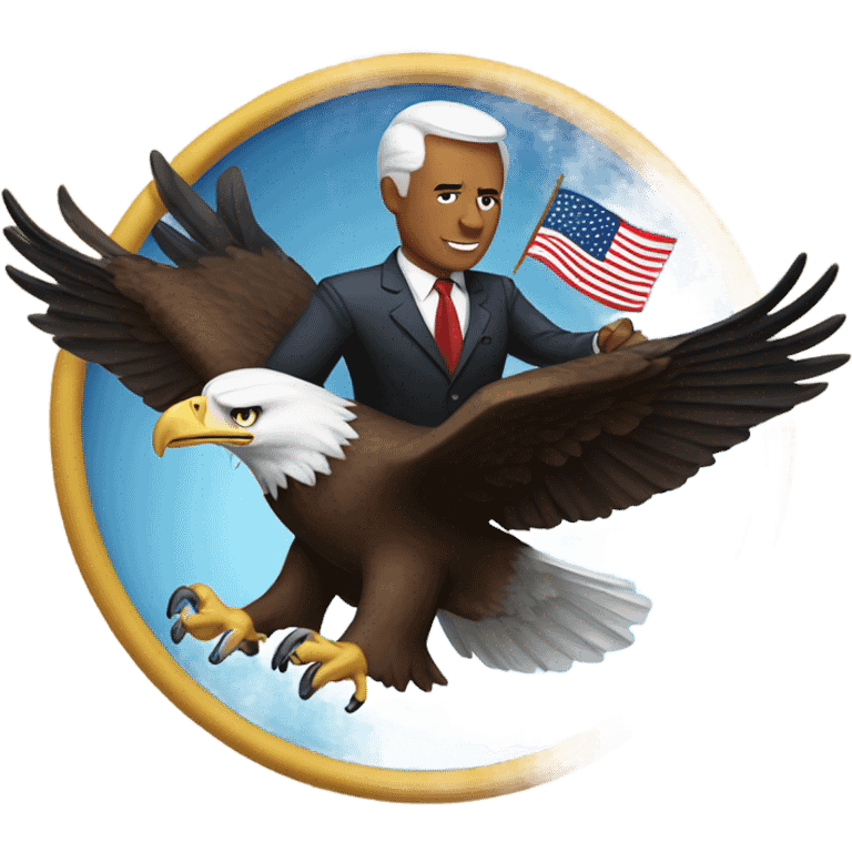 President riding a bald eagle with fireworks in the background emoji