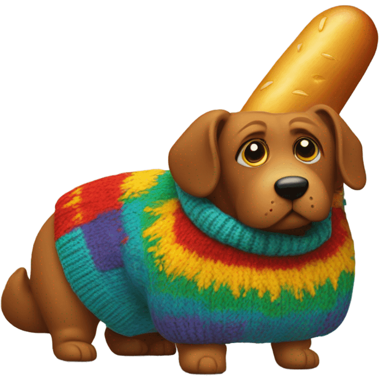 Corndog with a wool sweater emoji