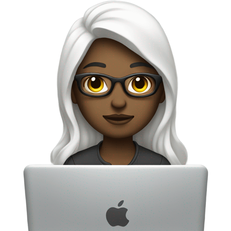 product designer white skin sitting with macbook emoji