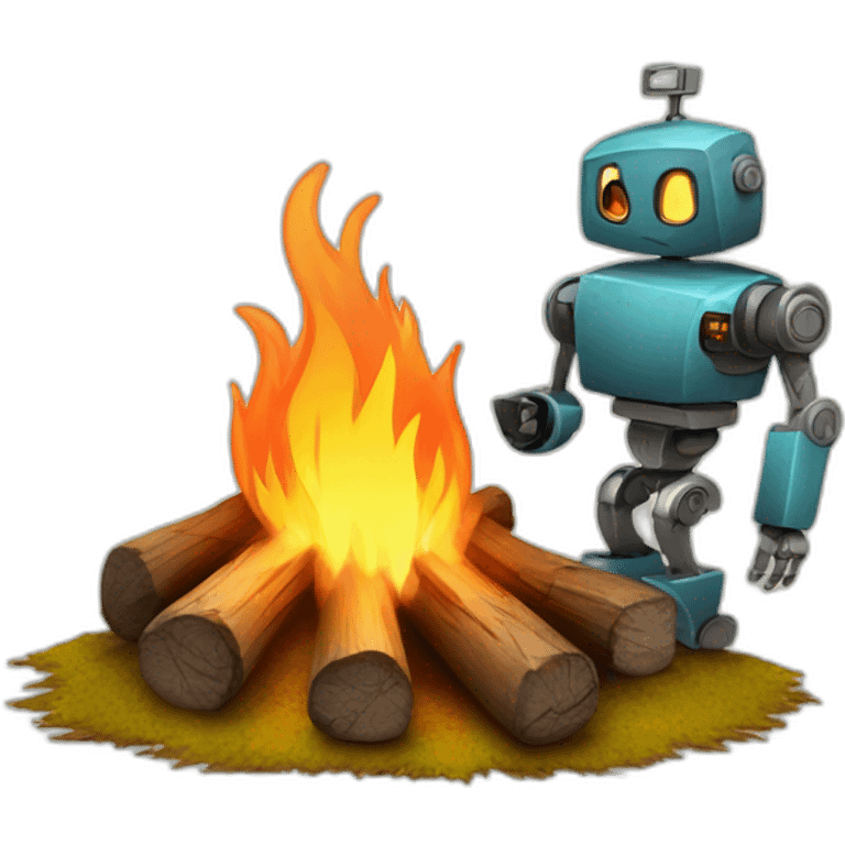 campfire and robot emoji