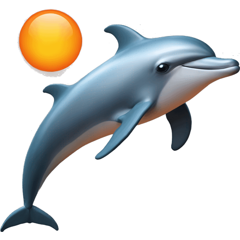 A dolphin with an orange sun behind it  emoji