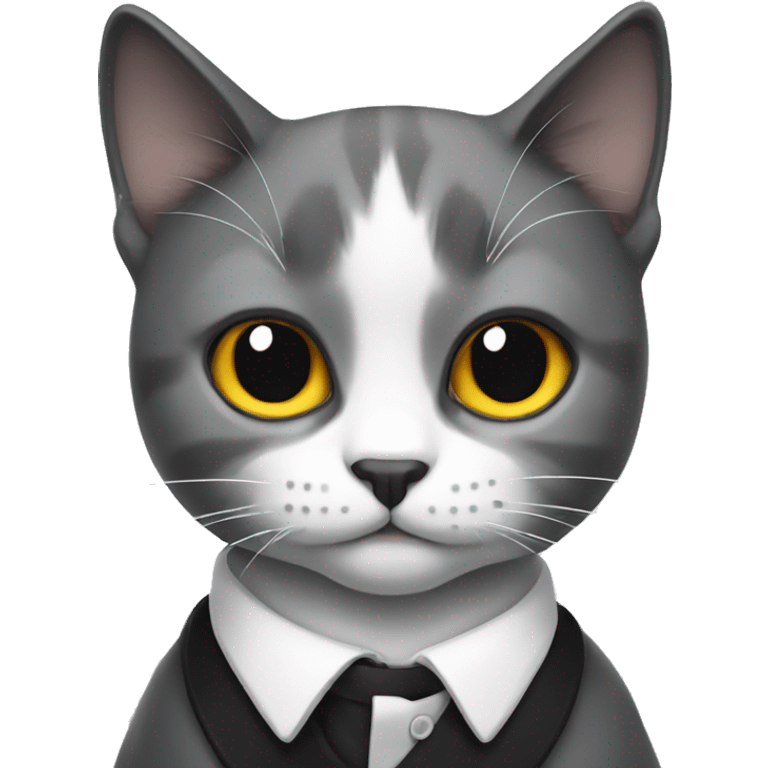 monochrome cat with white collar  emoji