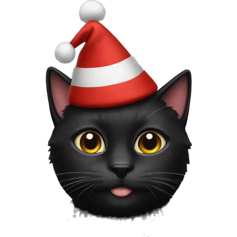 Black cat with Christmas hat on emoji