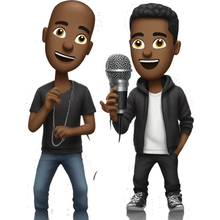 3 guys rapping on microphone emoji