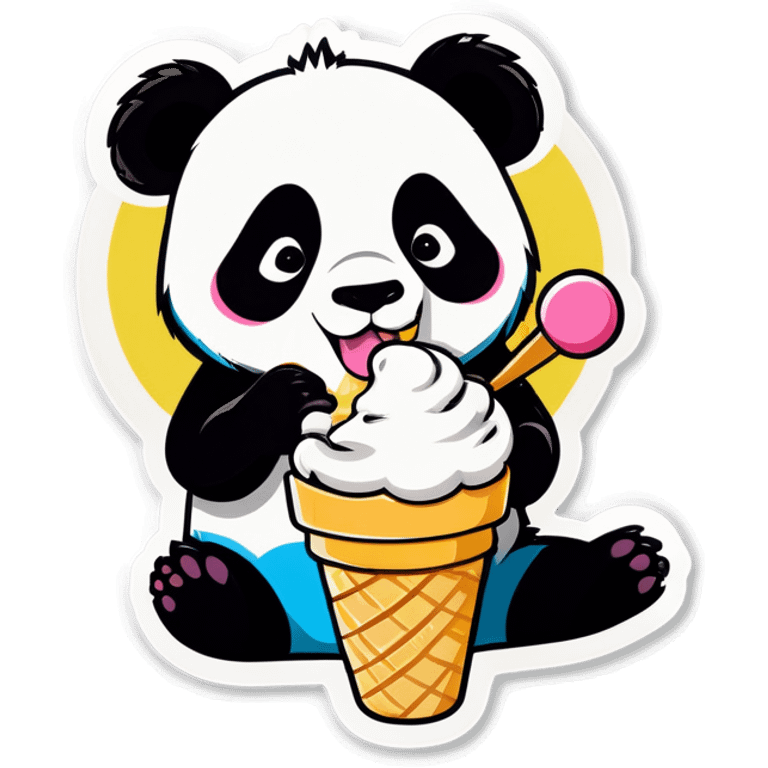 Panda eating ice cream emoji