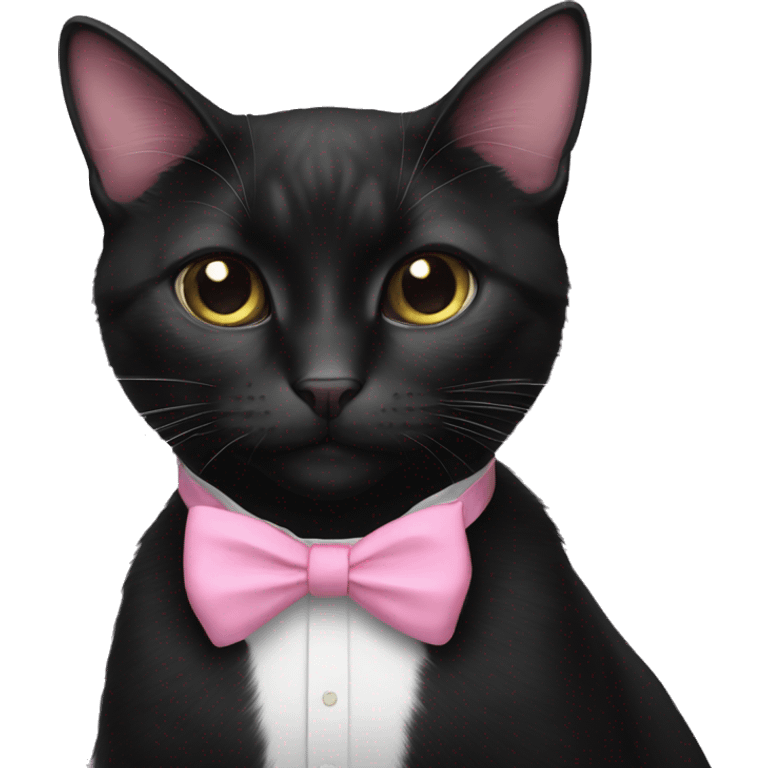 aesthetic black cat with pink bow tie emoji