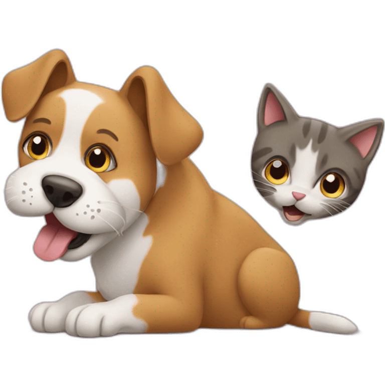 dog and cat eating emoji