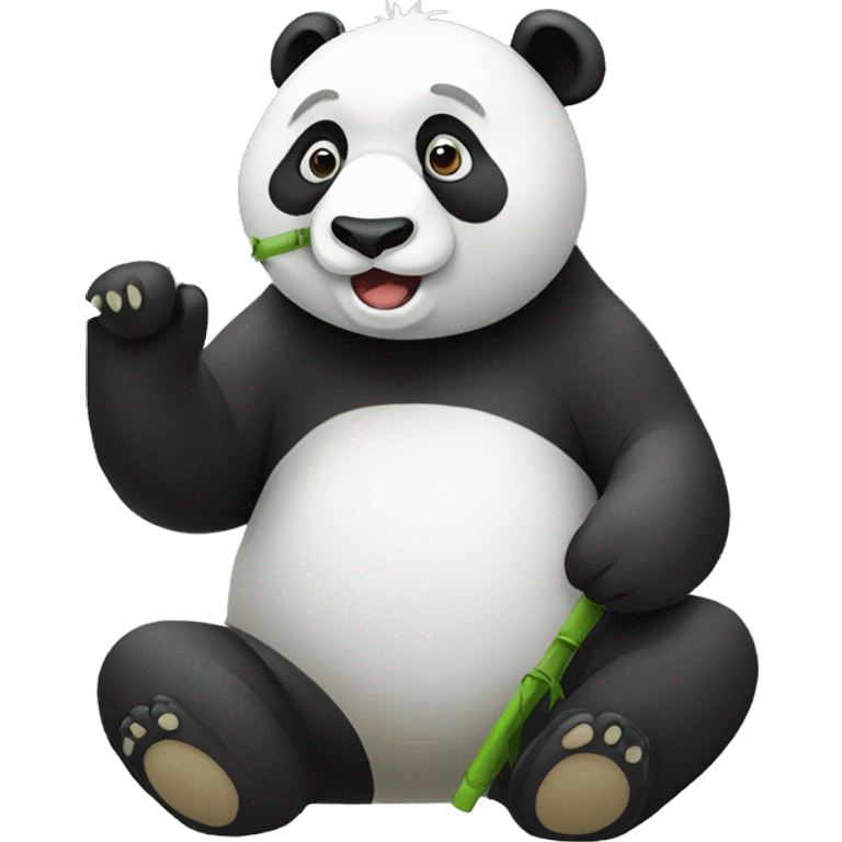 Panda eating bamboo while it's the bamboo enzyme emoji