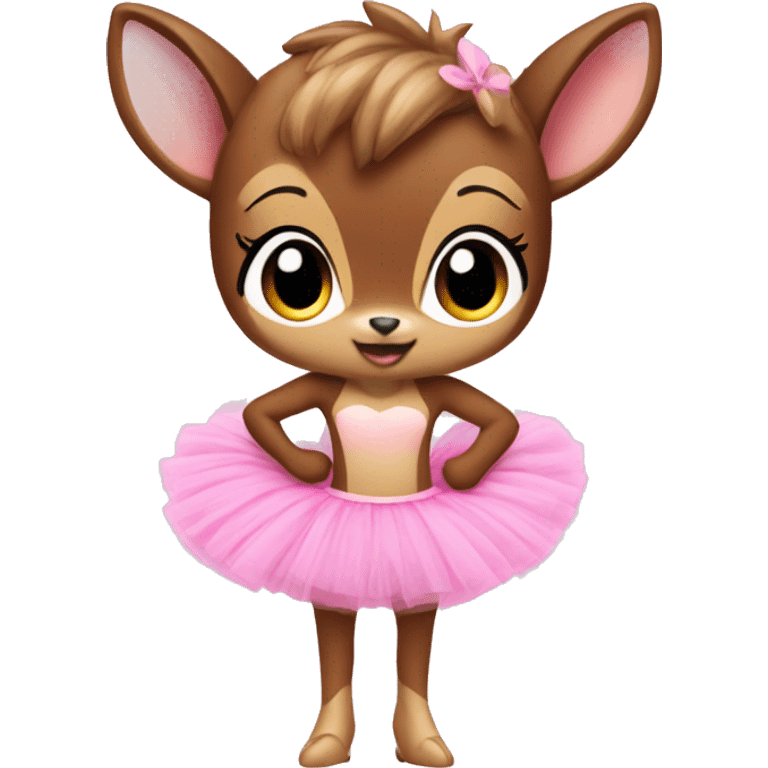 Bambi in a pink tutu emoji