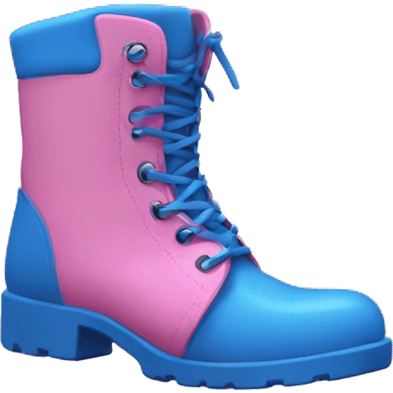 Pink boots and blue emoji