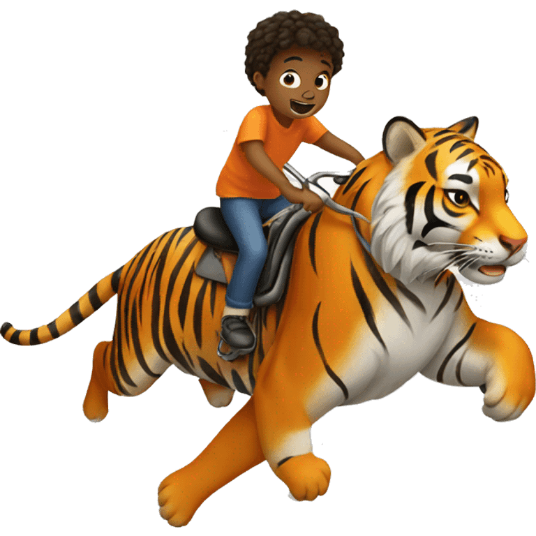 Kid riding a tiger emoji