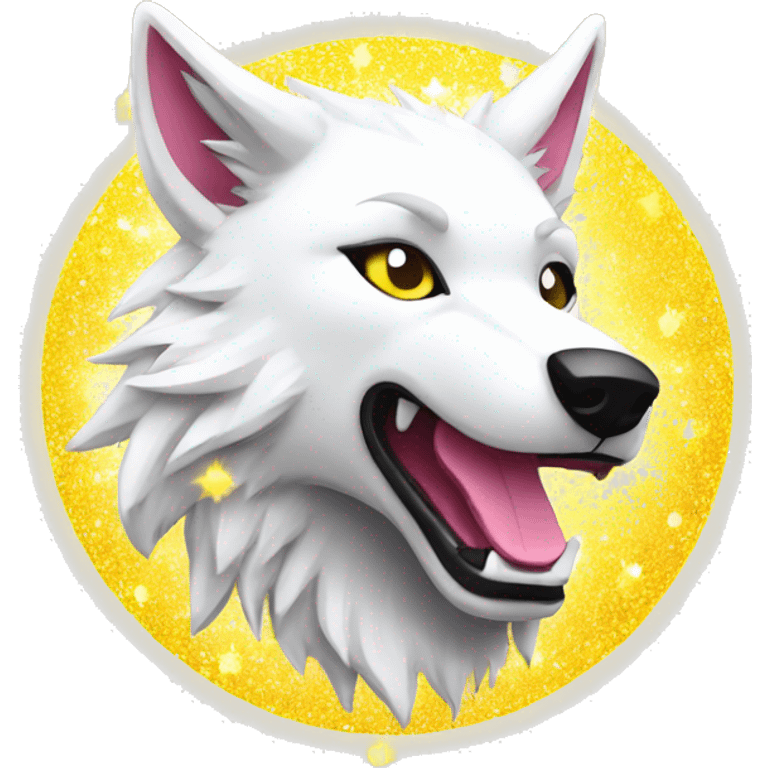 Lightning running sparkling glitter white wolf sun halo black white pink red yellow emoji