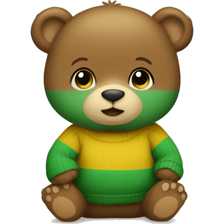 Baby bear wearing yellow and green stripe sweater emoji