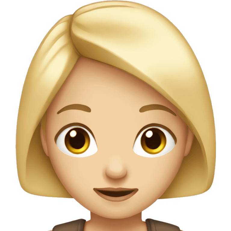 Blonde girl with brown eyes keeps iPhone in the hands emoji