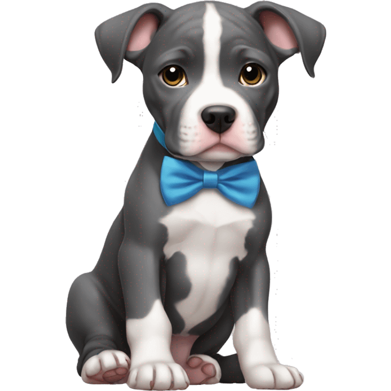 Blue pitbull puppy with bow tie emoji