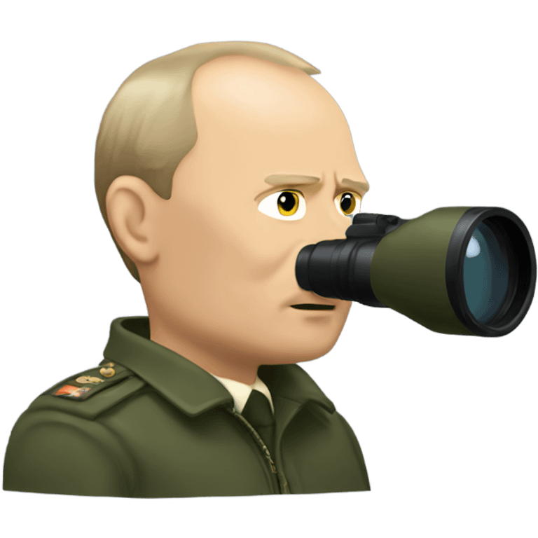 Putin with binoculars, side view emoji