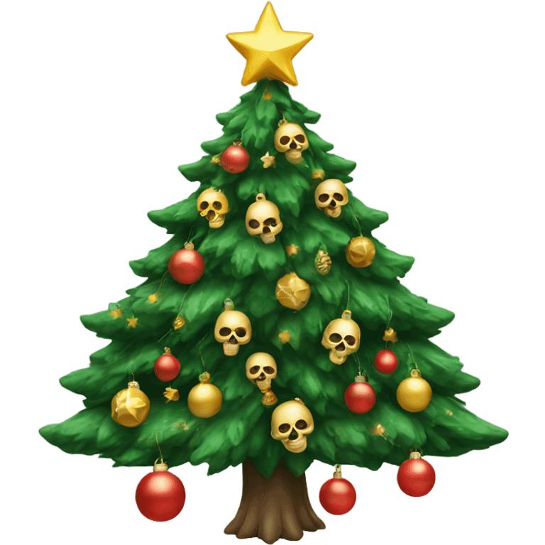 Christmas tree with skull ornaments emoji