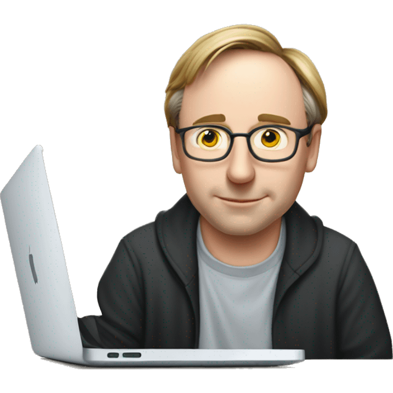 linus torvalds working on a macbook emoji