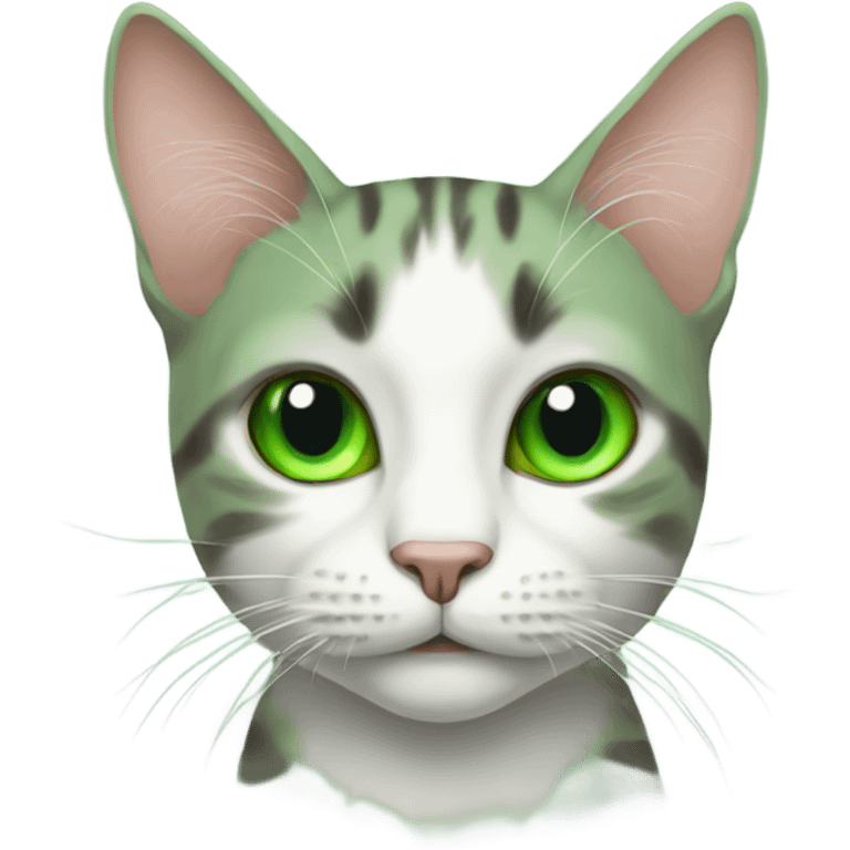 Cat with a green  emoji