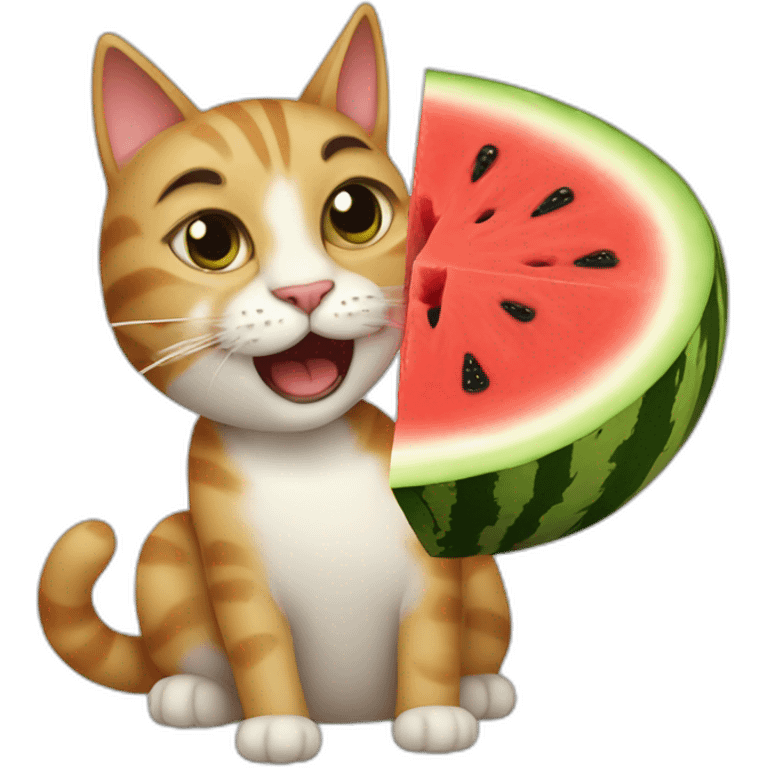 cat-eating-a-watermelon emoji