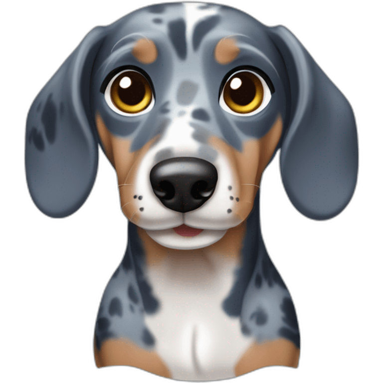 short haired dark blue merle dachshund full body emoji