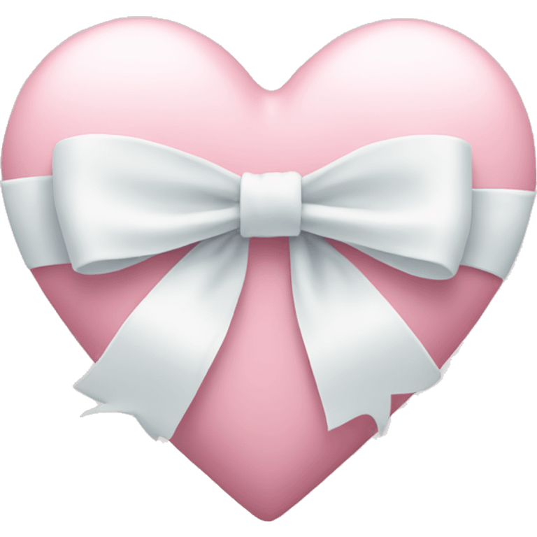 Pastel pink heart with white bow emoji