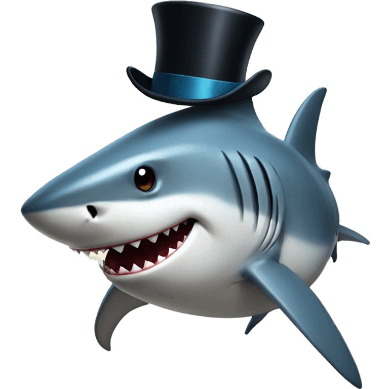 Shark with a top hat emoji