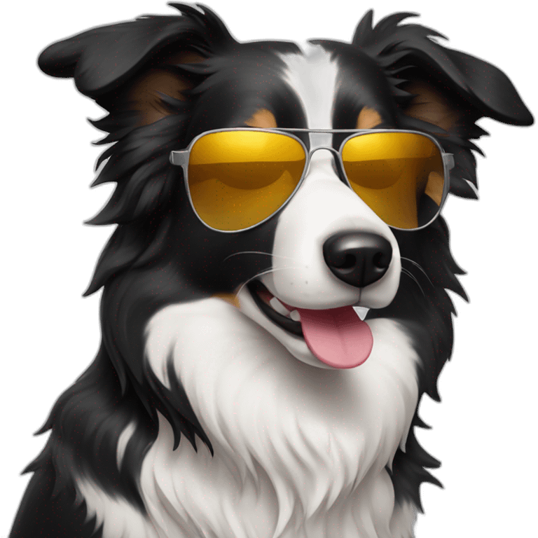 Border collie with sunglasses emoji